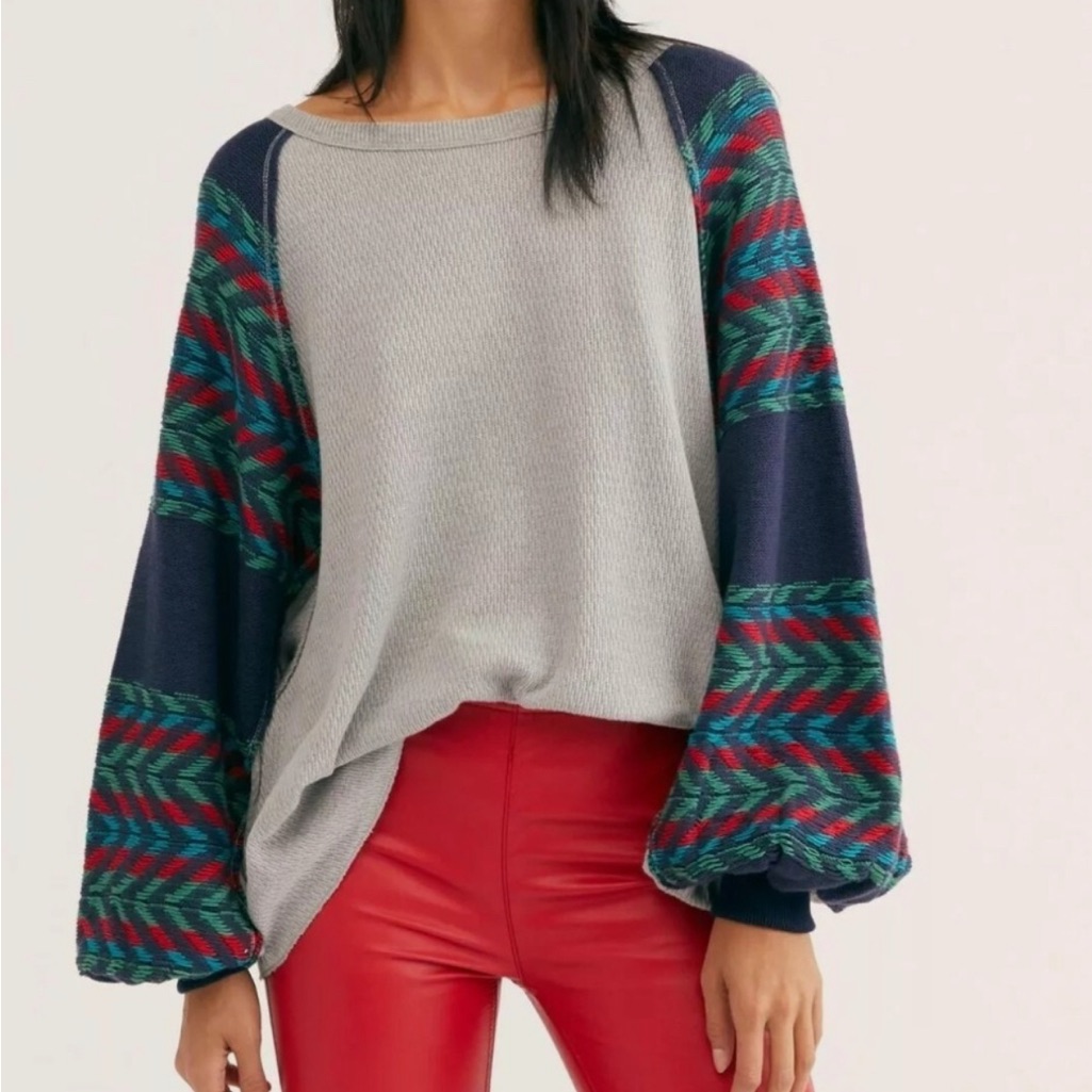 We The Free Colorblock Raglan Knit Sweater Gray | Free People